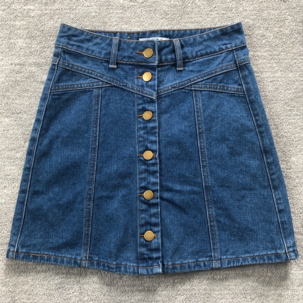 66 Girls Yena Denim Collection Button Down Skirt